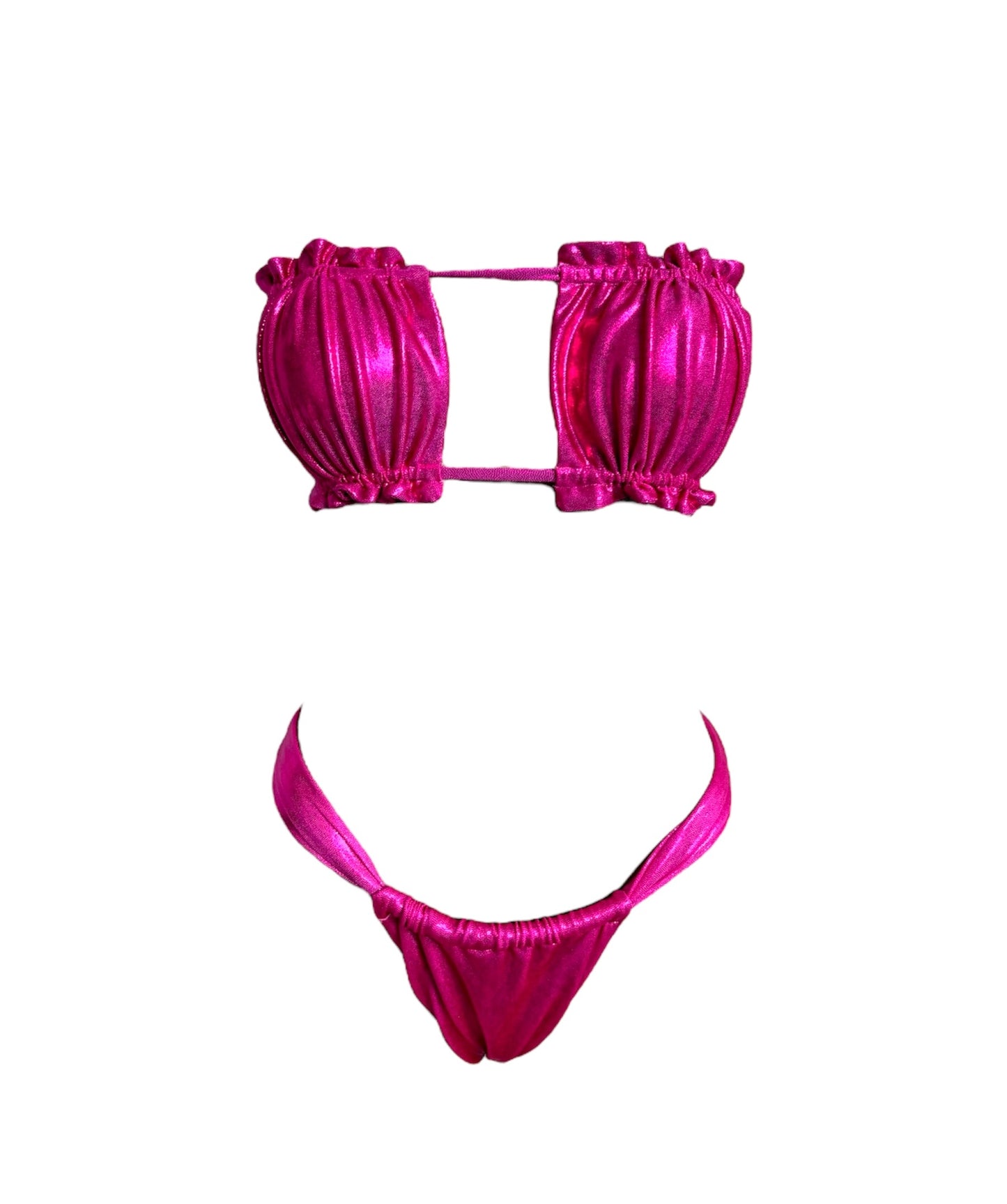 Pink strapless bikini top